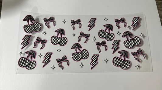 Checkered bows, cherries and bolts